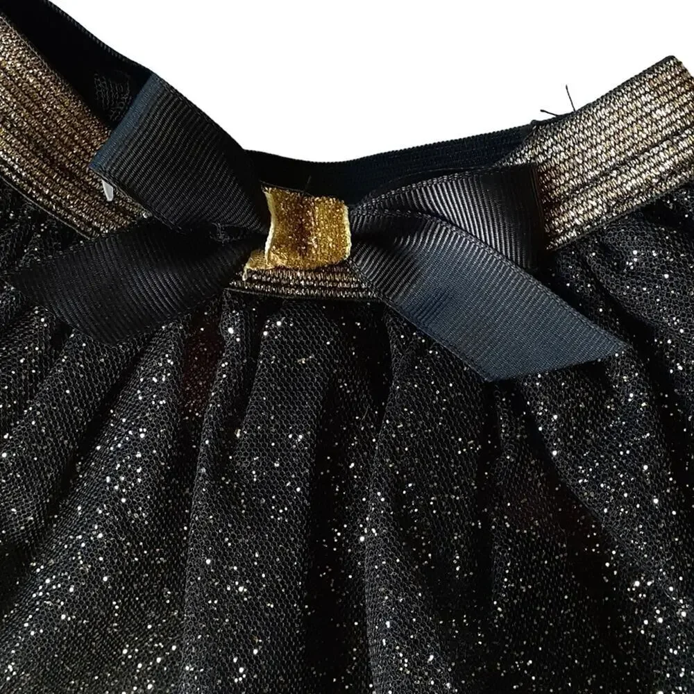 Ballerina Tutu 9M-12M Toddler Skirt Black Gold Sparkle‎ Christmas Costume Dance